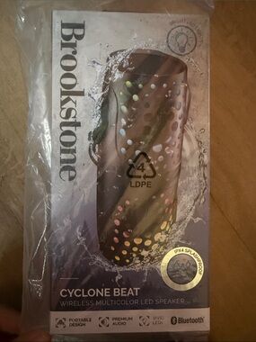 Brookstone Cyclone Beat Wireless Speaker — Black with Multicolor LEDs